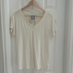 Jungmaven Paige v neck tee small washed white